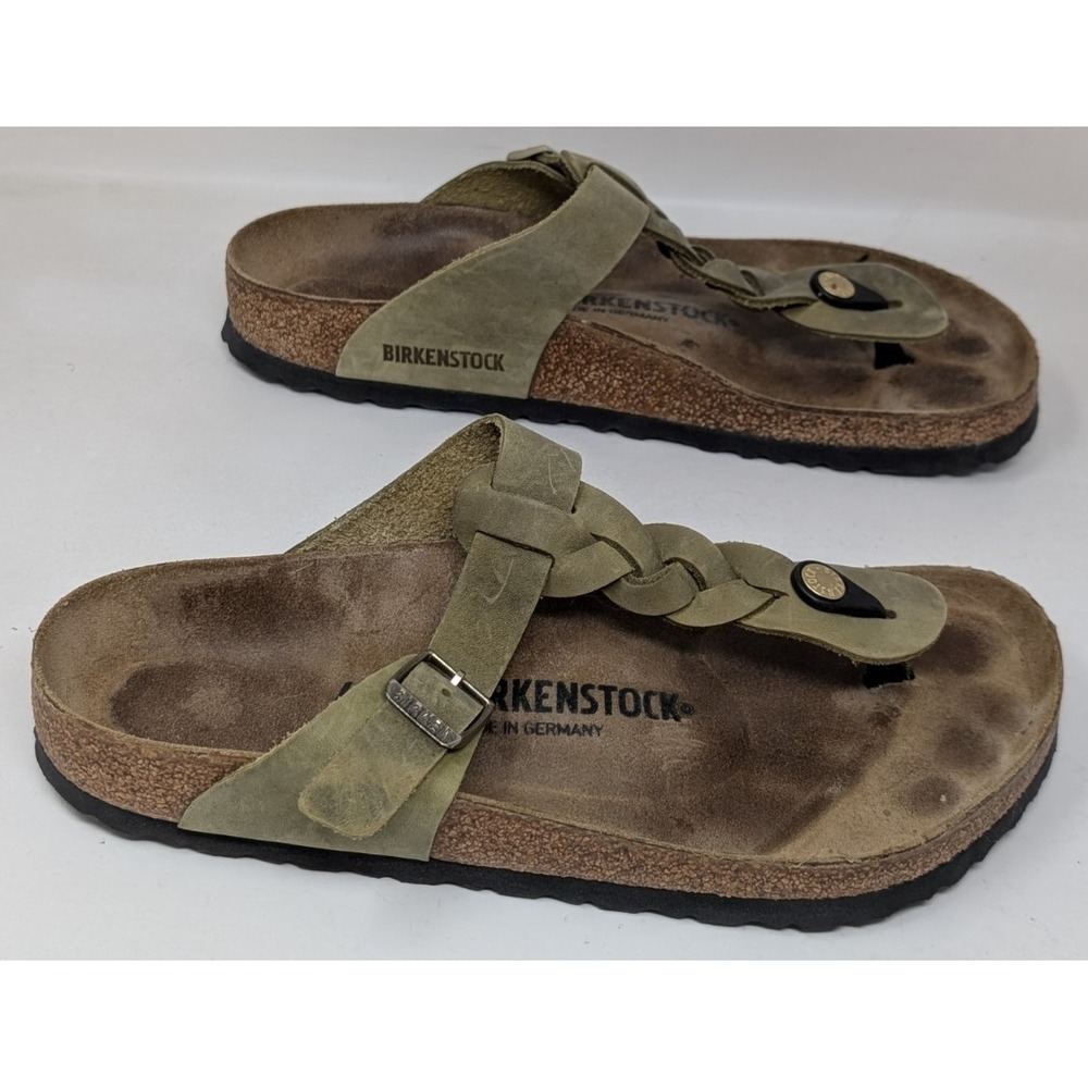 Birkenstock Gizeh Braided Sandals Women US 9 EU 40 Brown Leather Comfort